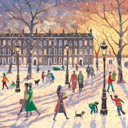 Beautiful Christmas At Sunset Card - SNOW Scene In THE PARK CHRISTMAS Card - Merry CHRISTMAS & Happy NEW Year GREETING Card For FRIENDS & Family