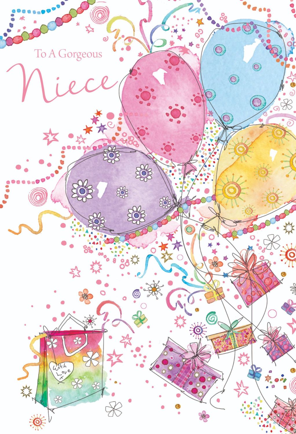 To A Gorgeous Niece - SPARKLY Birthday CARD For NIECE - Niece BIRTHDAY Card
