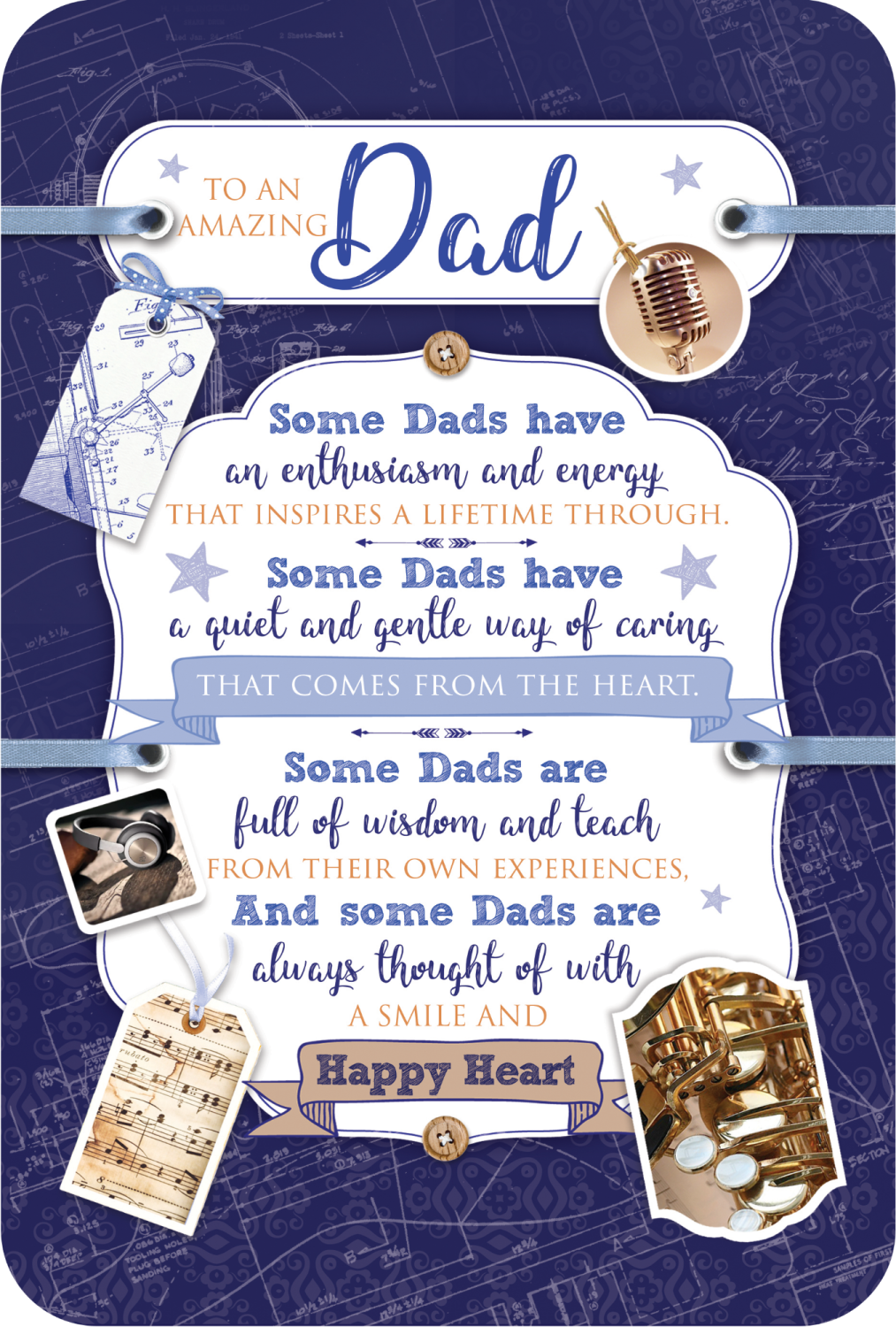 Amazing Dad Birthday Card - ALWAYS Thought Of With A SMILE & Happy HEART - 