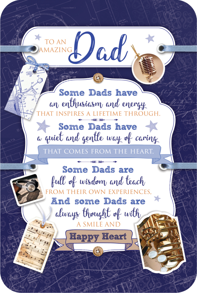 Amazing Dad Birthday Card - ALWAYS Thought Of With A SMILE & Happy HEART - Sentimental BIRTHDAY Card For DAD - DAD Birthday CARDS