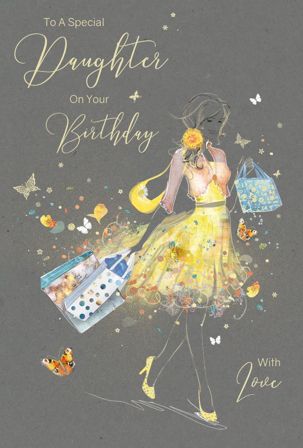 Special Daughter Birthday Card - ON Your BIRTHDAY With LOVE - SPARKLY Birth