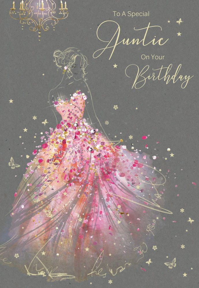 Special Auntie Birthday Card - ON Your BIRTHDAY - SPARKLY Birthday Card For AUNTIE - Auntie Birthday CARDS - UNIQUE Birthday CARDS