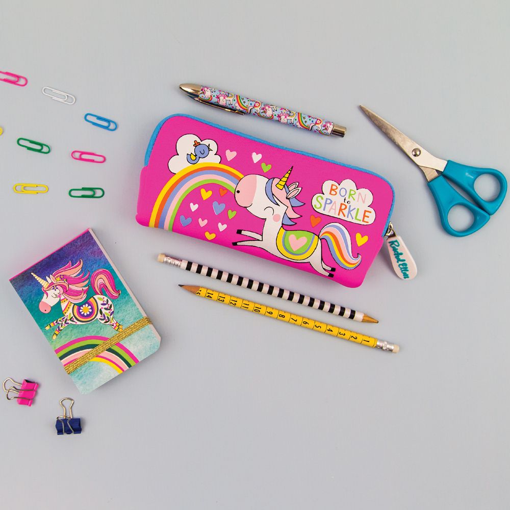 Pencil Cases For Girls - BORN To SPARKLE - Cute UNICORN Pencil CASE - SCHOOL Pencil CASES - Washable PENCIL Case - STATIONERY