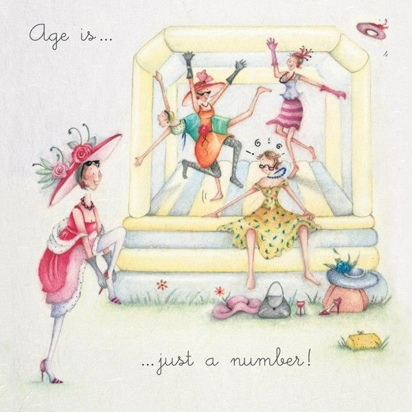 Funny Age Birthday Card For Her - AGE Is JUST A Number - FRIENDS Having FUN