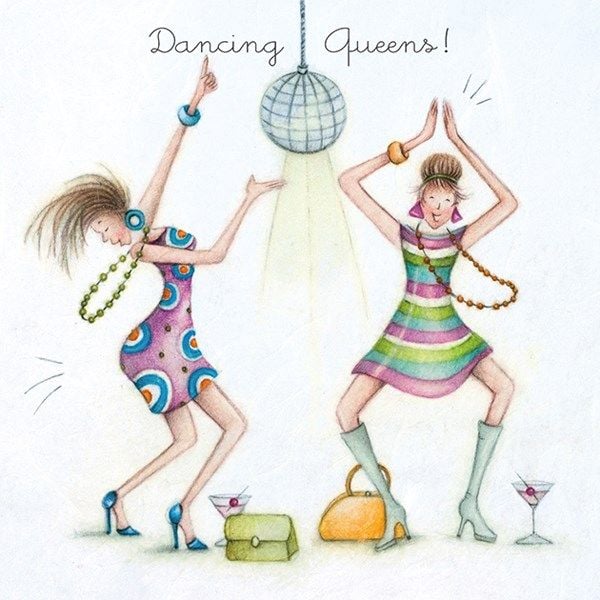 Funny Dancing Birthday Card For Her - DANCING Queens - DISCO Ball BIRTHDAY 