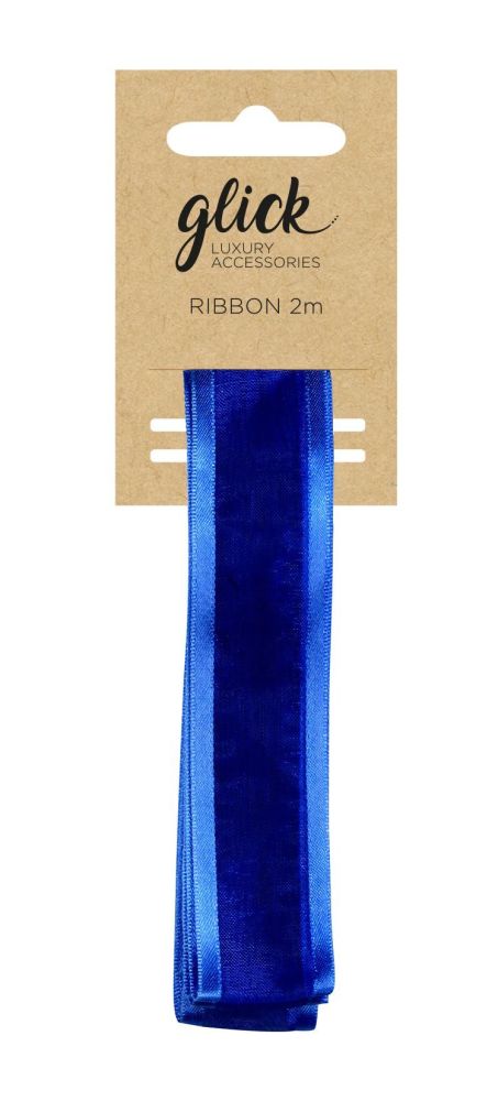 Luxury Satin Edge Organza Ribbon - 2 METRES - Indigo ORGANZA Ribbon - LUXURY Gift WRAPPING Ribbon - ORGANZA Craft RIBBONS