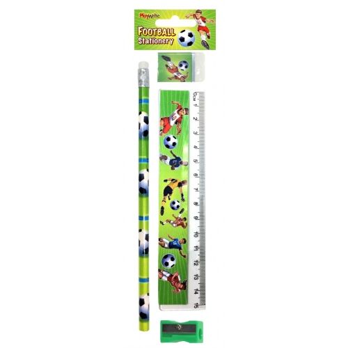 KIDS Stationery - FOOTBALL Stationery Sets 4pc - School Stationery SUPPLIES - BIRTHDAY - Party BAG FILLER - Christmas STOCKING Filler