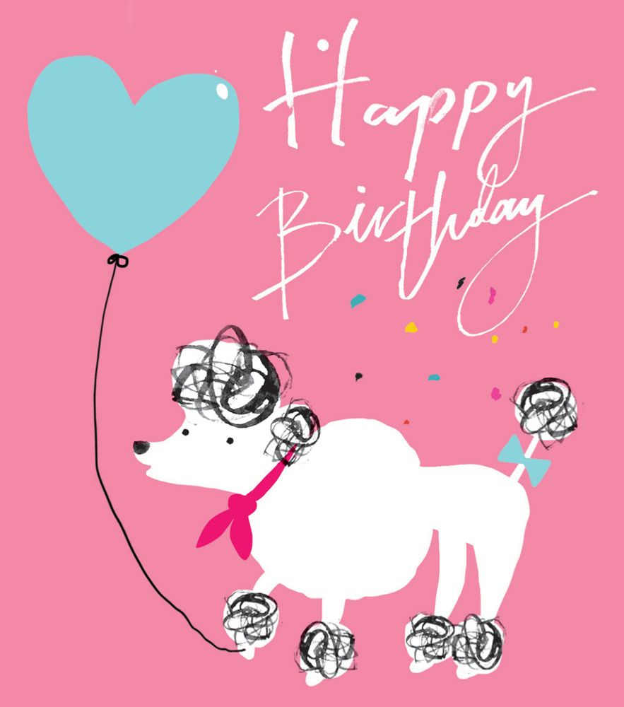 Happy Birthday - NOTE CARDS - POODLE - MINI Note CARDS - PACK Of 6 - MINI N