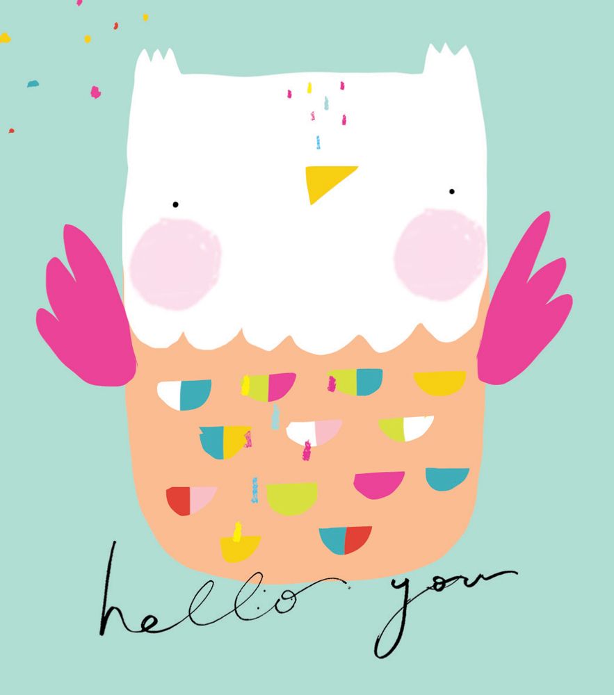 Hello You - FUN Owl NOTE CARDS - MINI Note CARDS - PACK Of 6 - MINI Note Ca