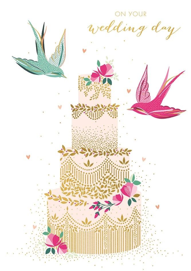 On Your Wedding Day - BEAUTIFUL Wedding CAKE Card - WEDDING Day CARDS - Gold FOIL Wedding CARD  - Wedding CARDS