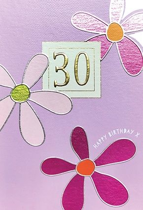 30th Birthday Card For Her - 30 HAPPY BIRTHDAY - 30th - Pretty PINK Floral 