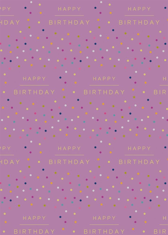 Happy Birthday Wrapping Paper - 2 SHEETS Of LUXURY Gift WRAP - RECYCLABLE Wrapping Paper - CUTE DOTTY Birthday Gift WRAP - SINGLE Sided Flat WRAP