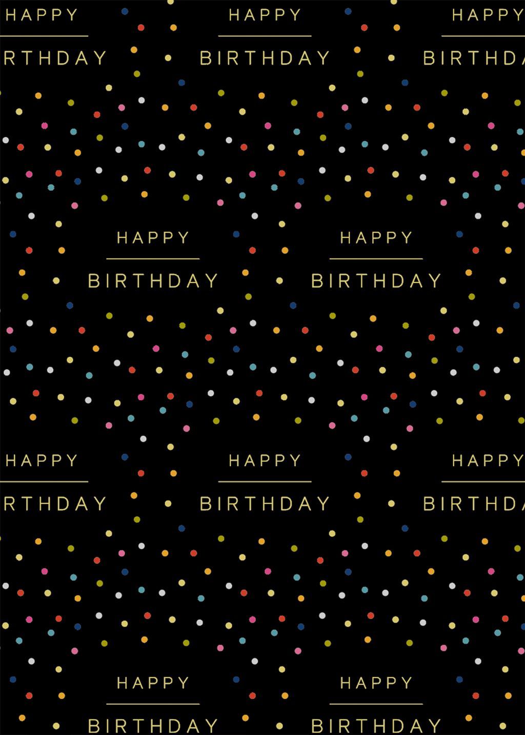 Happy Birthday On Black Wrapping Paper - 2 SHEETS Of LUXURY Gift WRAP - REC