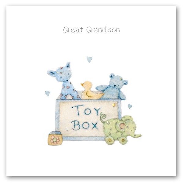 Great Grandson - NEW Baby Card - GREAT Grandson BIRTHDAY Card - NEW Great GRANDSON Card - PRETTY Silver FOIL Baby CARD