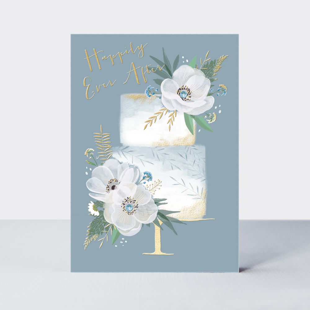 Happily Ever After - WEDDING Cake WEDDING Cards - BEAUTIFUL Gem EMBELLISHED Wedding CARD - Floral WEDDING Cards - WEDDING Cards