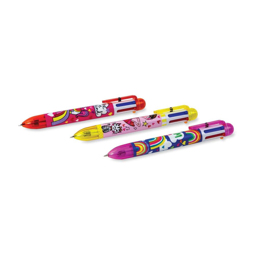 Six Colour Chunky Ballpoint Pens - 3 DESIGNS - KIDS Ballpoint PENS - FUN Stationery - Unicorn - BALLERINA - Rainbows - XMAS Gifts For KIDS
