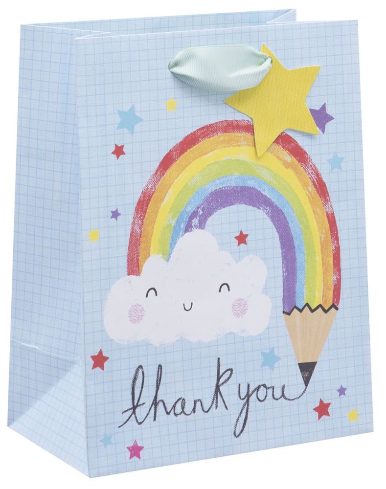 Cute Thank You Teacher Large Gift Bag - TEACHER GIFT Bags - LARGE Portrait GIFT Bags - RAINBOW Gift BAG - THANK You TEACHER Gifts