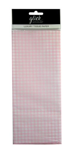 Gingham Pink Luxury Tissue Paper - Pack Of 4 LARGE Sheets - Luxury TISSUE Paper - GIFT Wrapping - GINGHAM Pink TISSUE Paper