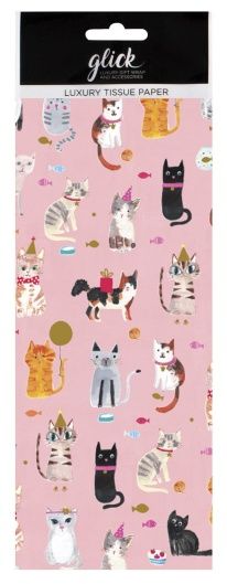 Cute Party Cats Luxury Tissue Paper - Pack Of 4 LARGE Sheets - Luxury TISSUE Paper - GIFT Wrapping - CATS TISSUE Paper