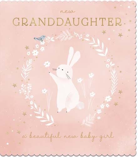 A Beautiful New Baby Girl - NEW GRANDDAUGHTER Greeting CARDS - You ARE So LOVED - PRETTY Pink & GOLD New BABY Card - New BABY Granddaughter CARDS 
