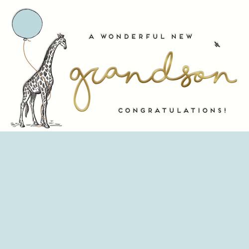 A Wonderful New Grandson Congratulations - BEAUTIFUL New GRANDSON Greeting CARD - Stylish CONGRATULATIONS Card - NEW Grandson CARDS - New BABY Cards 