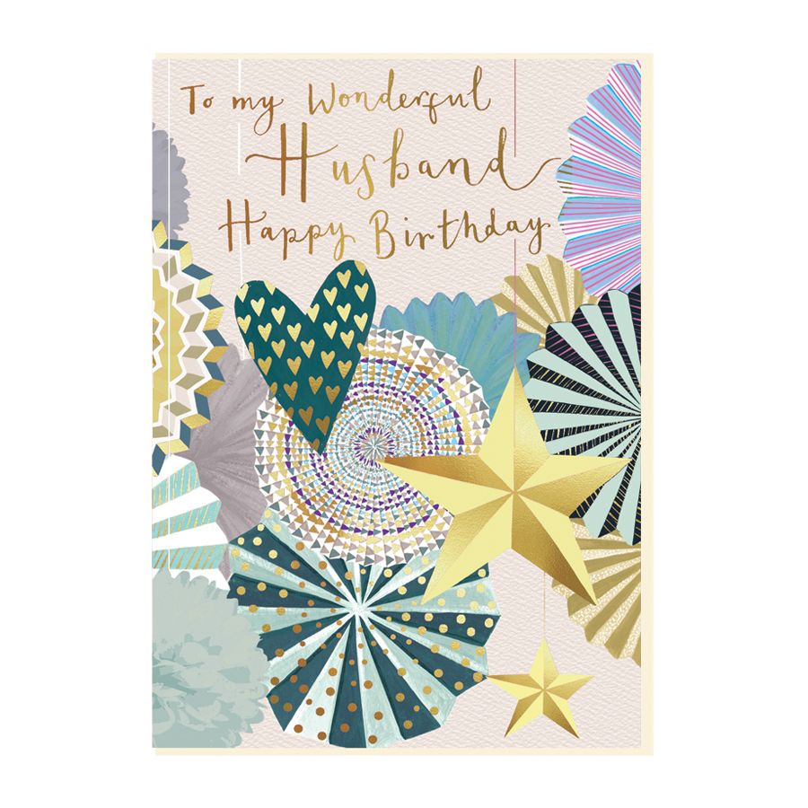 To My Wonderful Husband Birthday Card - HUSBAND Birthday Cards - FUN Gold Foil GREETING Card - BIRTHDAY Cards FOR Husband - ONLINE Greeting CARDS