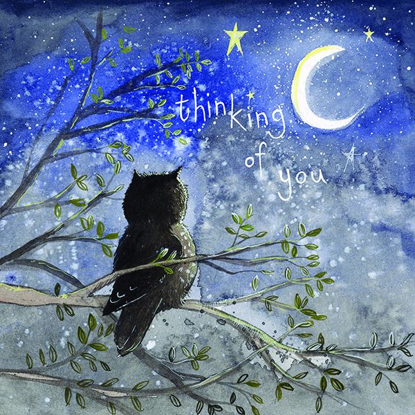 Owl Thinking Of You Greeting Card - BEAUTIFUL Owl In The MOONLIGHT Card - THINKING Of YOU Cards -  Sympathy CARDS - BEREAVEMENT Cards