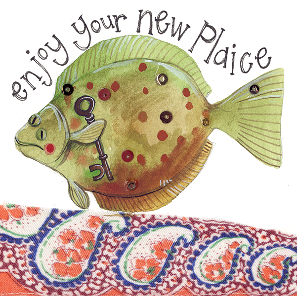 Funny New Home Greeting Cards - ENJOY Your NEW PLAICE - Fish THEMED New HOME Card - NEW Home - MOVING Greeting CARDS Online