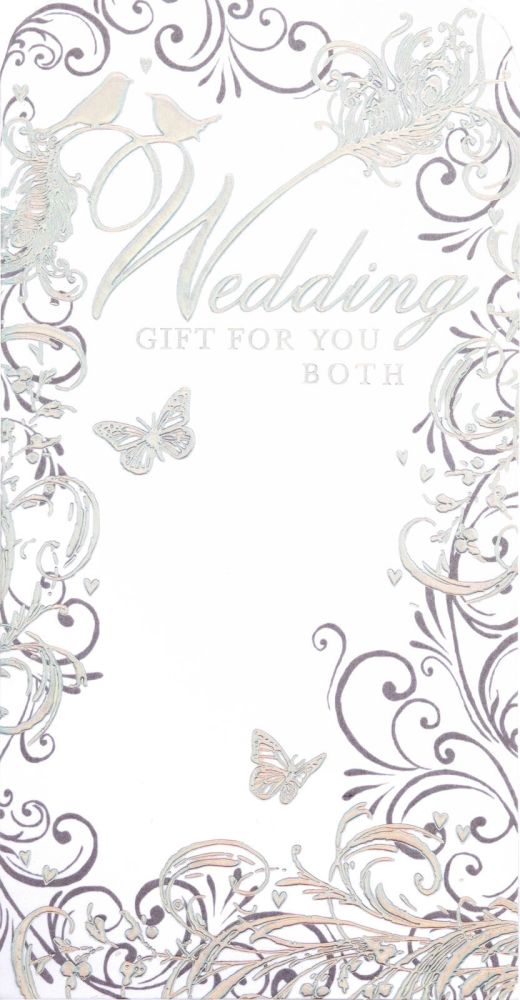 Wedding Money Wallets - WEDDING Gift For YOU BOTH - Silver SCROLL Wedding Gift Wallet - CUTE Silver On WHITE Gift WALLET - Wedding GIFTS