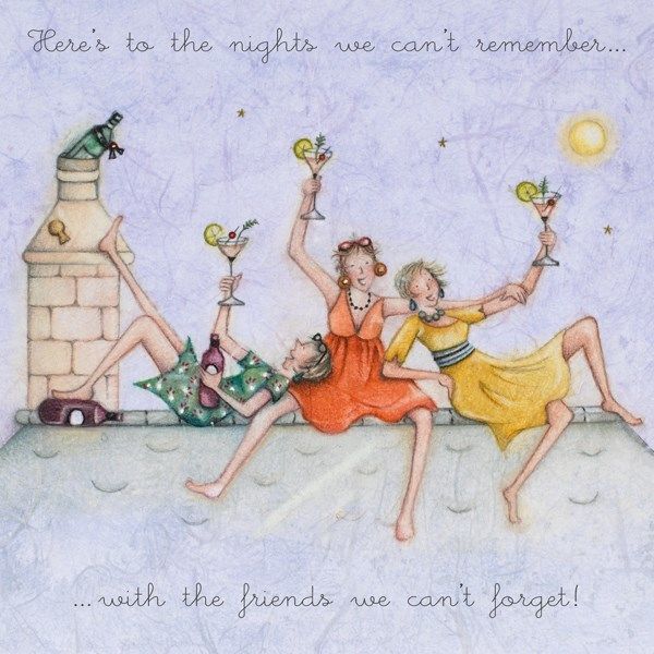 Fantastic Best Friends Birthday Card - WITH The FRIENDS We CAN'T Forget - Fun FRIENDSHIP Birthday Card - COCKTAILS With FRIENDS Greeting CARD