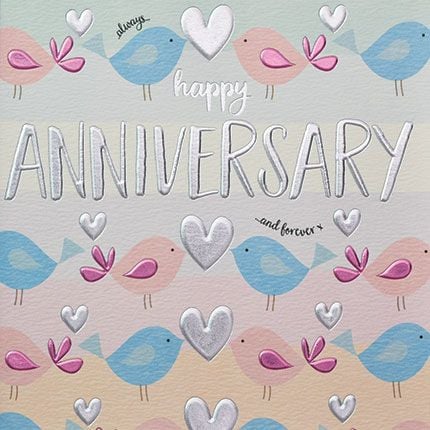 Always & Forever - HAPPY Anniversary GREETING Card - CUTE Anniversary BIRDS Card - WEDDING Anniversary CARDS For FRIENDS & FAMILY