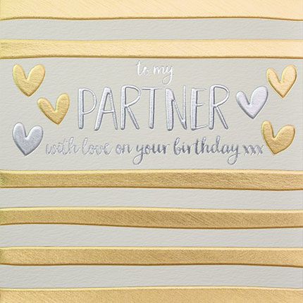 With Love On Your Birthday - PARTNER Birthday CARDS - Cute HEARTS & KISSES Birthday CARD - ROMANTIC Birthday Card For PARTNER