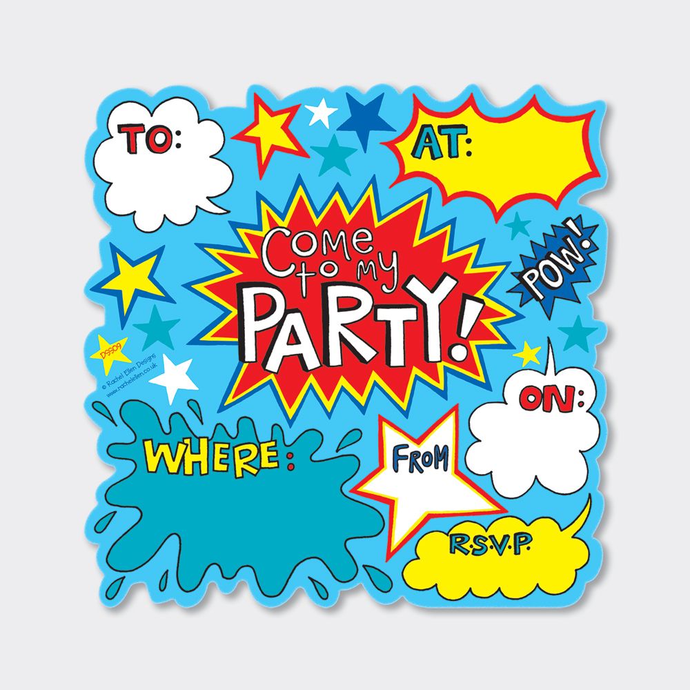 Fun Super Hero Party Invitations – PARTY Invitations – PACK Of 8 PARTY Invitations - BOYS Birthday INVITATIONS - Kids PARTY Invitations