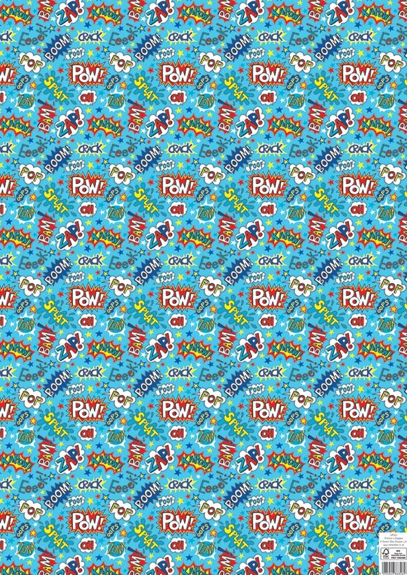 Super Hero Birthday Wrapping Paper - 2 SHEETS Of LUXURY Gift WRAP - RECYCLABLE Wrapping Paper - Flat WRAP - CHILDREN'S WRAPPING Paper SHEETS