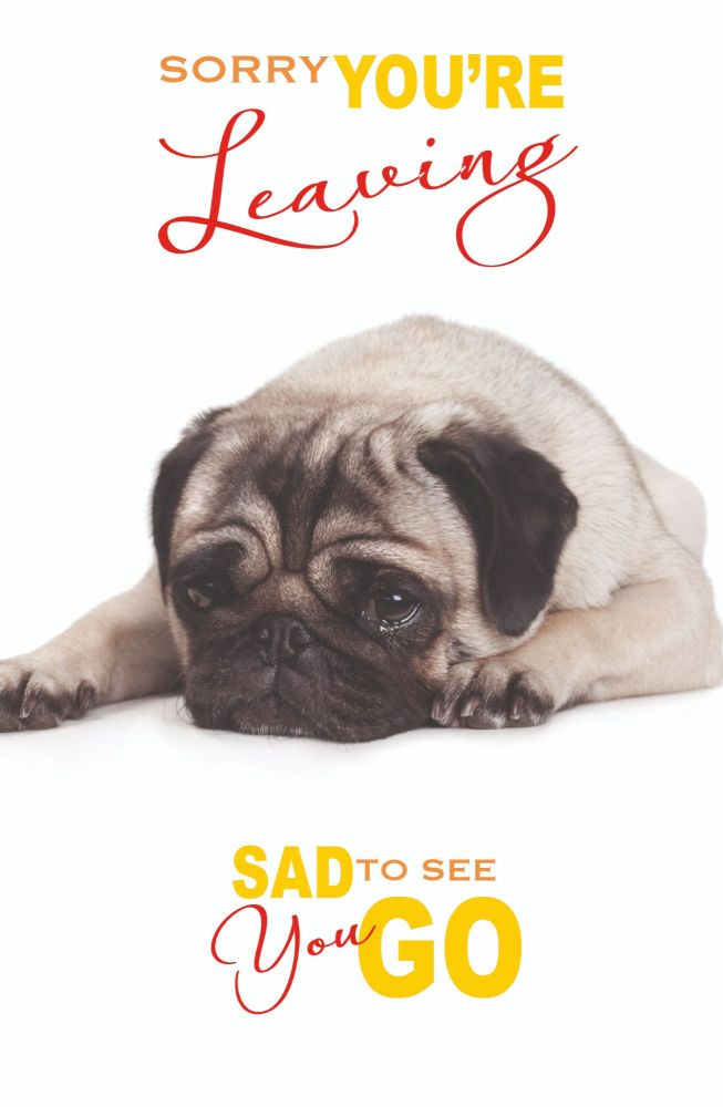 Sad To See You Go - CUTE Pug LEAVING Card - LEAVING Cards - SORRY You're LEAVING Cards - Leaving CARDS For WORK Colleagues - RETIREMENT