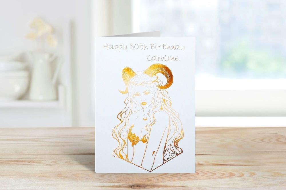 Personalised Aries Birthday Card For Her - HANDMADE Greeting CARDS - Star Sign Zodiac BIRTHDAY Cards – FUN Aries BIRTHDAY Cards