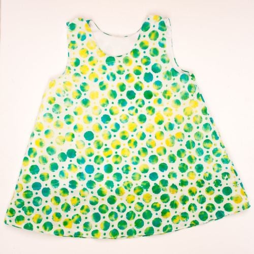 Girls 2 in 1 Dress - Limited Edition - White Green Spots