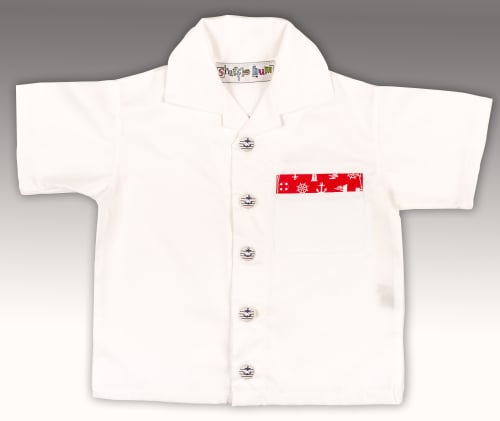 Boys Shirt - White with Nautical Theme Trim