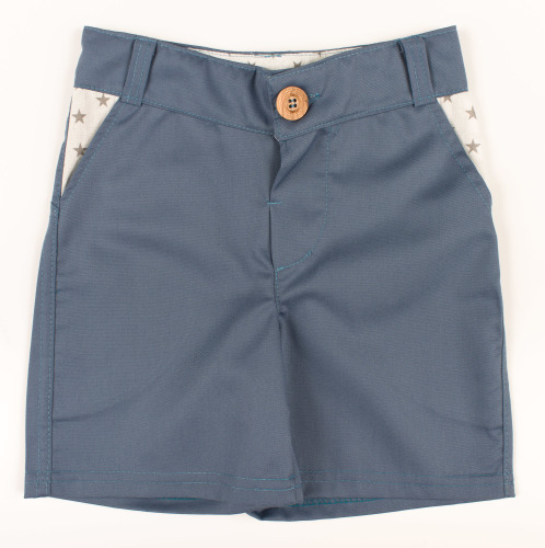 Kids Silver Blue Shorts with Star Trim