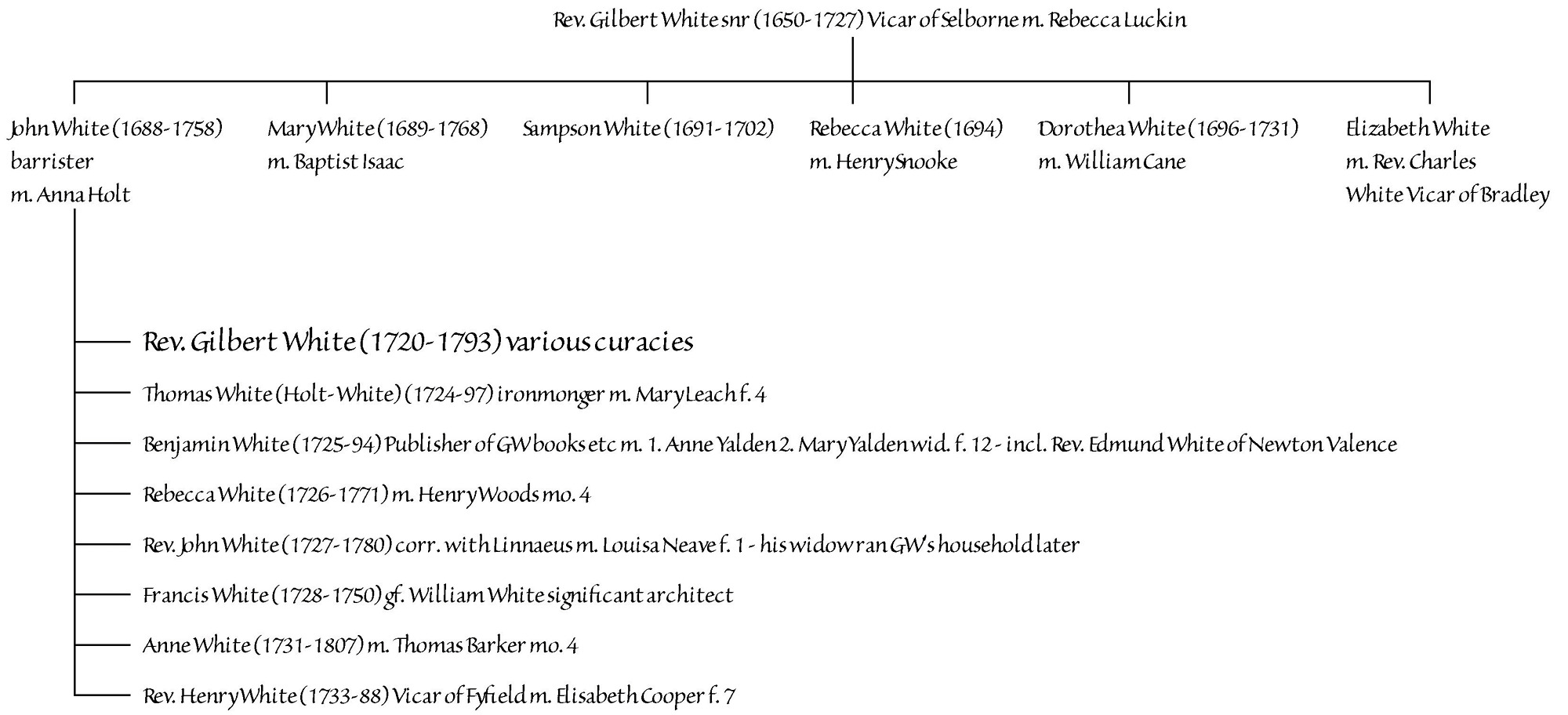 Gilbert White's family tree