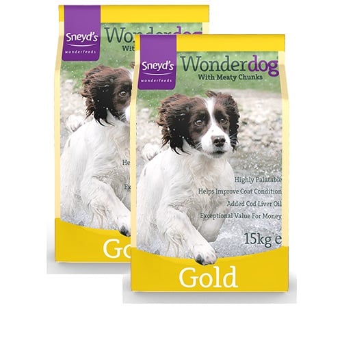 <!-- 006 --> Sneyd's Wonderdog Dog Food - Gold Dry - 2 x 15kg Bags Delivery Inclusive