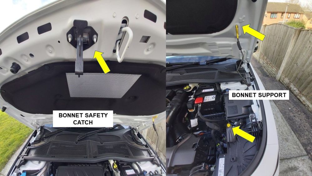 BONNET SAFETY CATCH AND SUPPORT