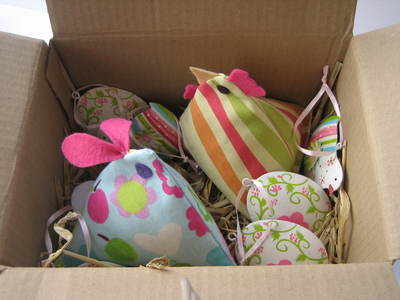 Hen and Rabbit in a Nest Gift Box