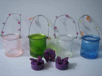 Coloured Glass Hanging Votives
