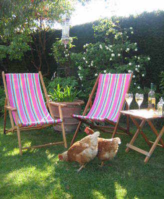 Renovated Vintage Deckchair with Arm Rests in Westward Ho! Stripe