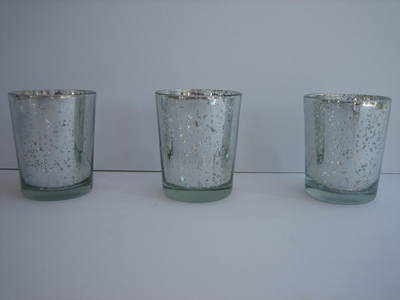 Silver Glass T Light Holder