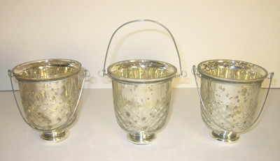 Silver Glass Dome Hanging T Light Holder