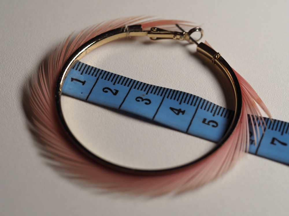 Pink Feather Gold Hoop Earrings