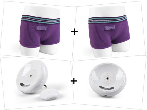 2. DUAL GIRLS LILAC HIPSTER SET - Complete 8 Tone Rodger Wireless Bed Wetting Alarm System with 2 x UK Mains Receiver Units