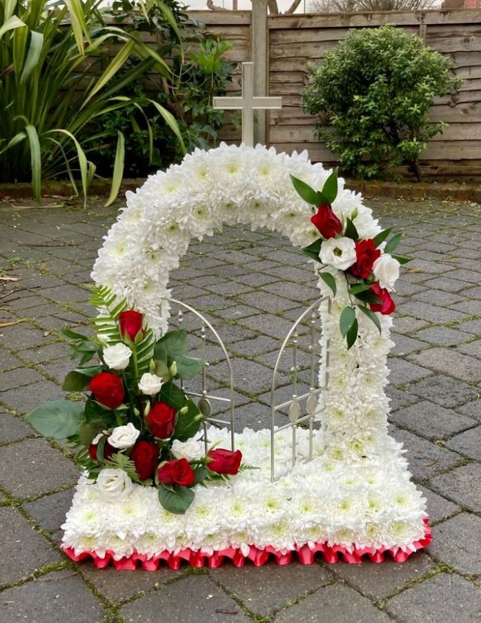 Baby Funeral Flower Tribute Package Artificial Silk Wreath Gates of Heaven  Blue